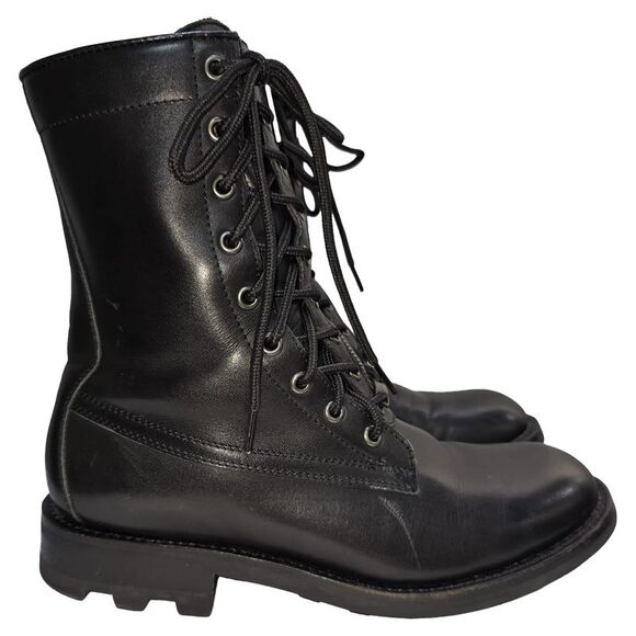 Louis Vuitton Zipped and Lace-Up Combat Boots in Black Leather - Picture 1 of 10